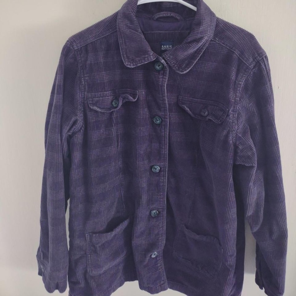 VTG Basic Editions‎ Purple Corduroy Shacket Large Classic Casual Preppy